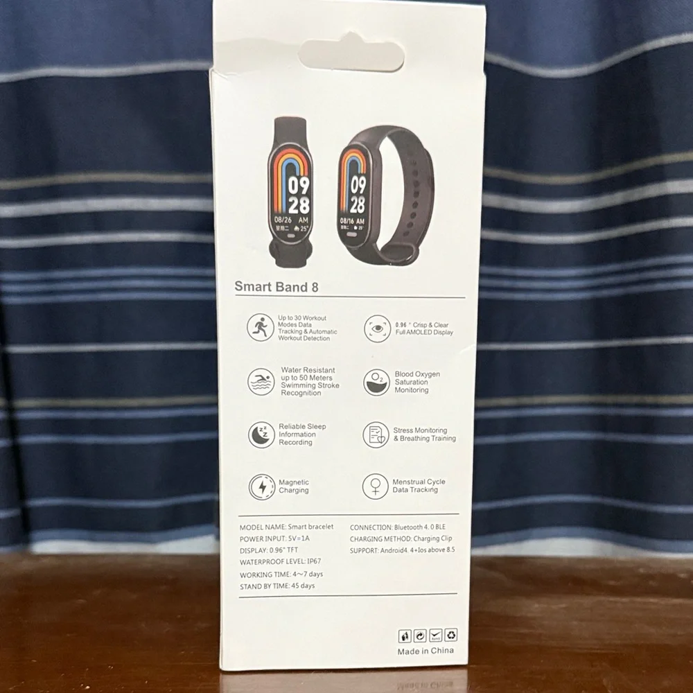 Black Fitness Tracker Smart Band 8